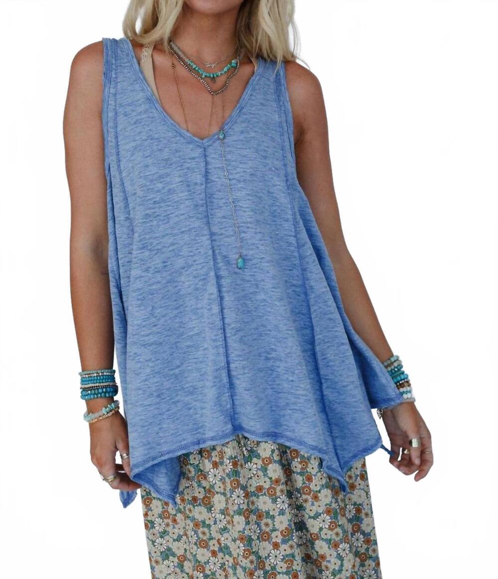 NEW THREE BIRD NEST elara v-neck top in denim
